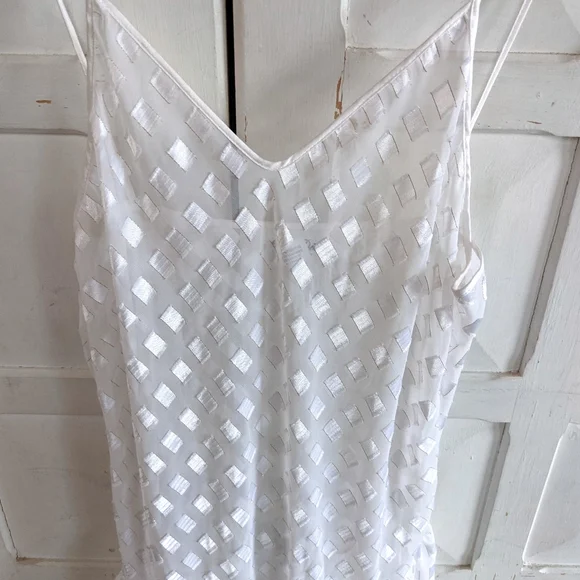 Vintage 70s Miss Dior White Checkered Slip Dress – Size L - Picture 12 of 15